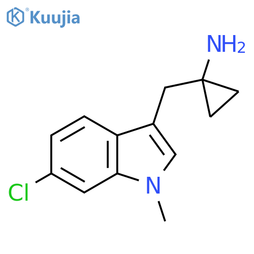 1-(6-chloro-1-methyl-1H-indol-3-yl)methylcyclopropan-1-amine structure