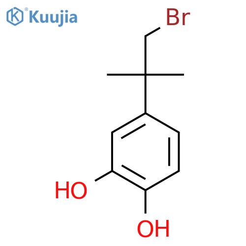 4-(1-bromo-2-methylpropan-2-yl)benzene-1,2-diol structure