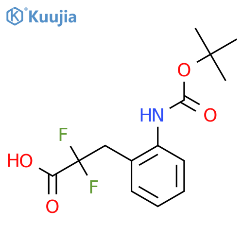 3-(2-{(tert-butoxy)carbonylamino}phenyl)-2,2-difluoropropanoic acid structure