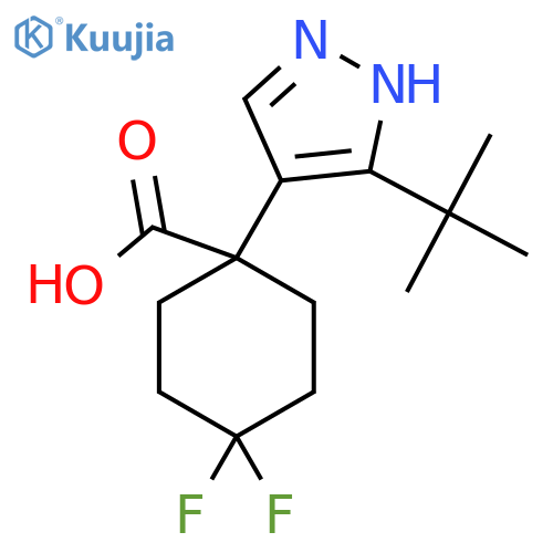 1-(3-tert-butyl-1H-pyrazol-4-yl)-4,4-difluorocyclohexane-1-carboxylic acid structure