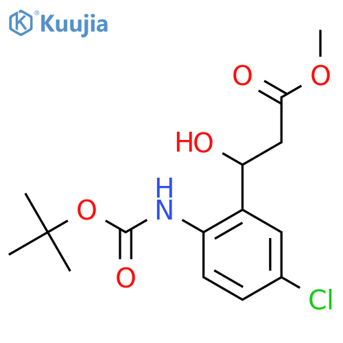 methyl 3-(2-{(tert-butoxy)carbonylamino}-5-chlorophenyl)-3-hydroxypropanoate structure