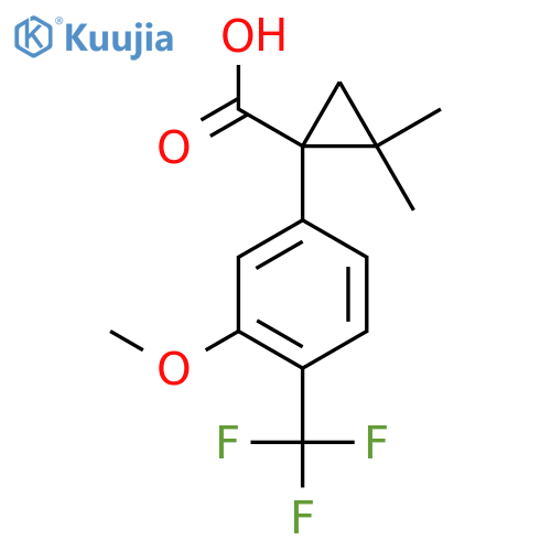 1-3-methoxy-4-(trifluoromethyl)phenyl-2,2-dimethylcyclopropane-1-carboxylic acid structure