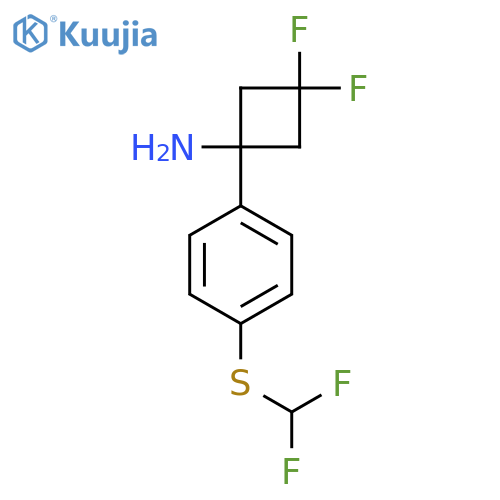 1-{4-(difluoromethyl)sulfanylphenyl}-3,3-difluorocyclobutan-1-amine structure