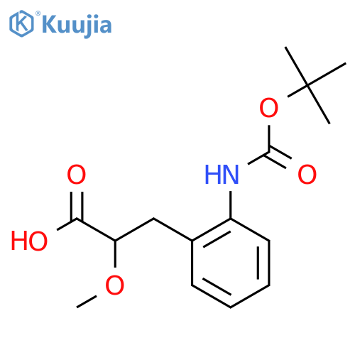 3-(2-{(tert-butoxy)carbonylamino}phenyl)-2-methoxypropanoic acid structure