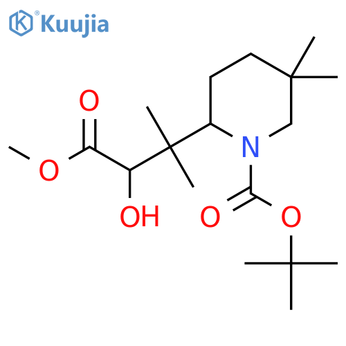 tert-butyl 2-(3-hydroxy-4-methoxy-2-methyl-4-oxobutan-2-yl)-5,5-dimethylpiperidine-1-carboxylate structure