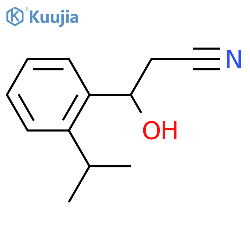 3-hydroxy-3-2-(propan-2-yl)phenylpropanenitrile structure