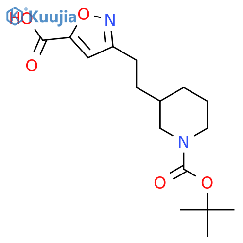 3-(2-{1-(tert-butoxy)carbonylpiperidin-3-yl}ethyl)-1,2-oxazole-5-carboxylic acid structure