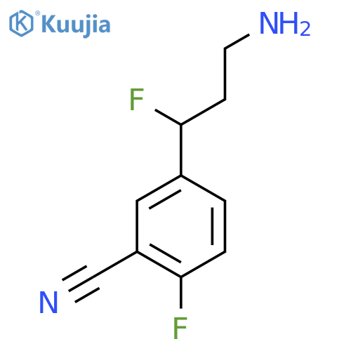5-(3-amino-1-fluoropropyl)-2-fluorobenzonitrile structure