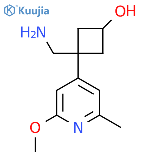 3-(aminomethyl)-3-(2-methoxy-6-methylpyridin-4-yl)cyclobutan-1-ol structure