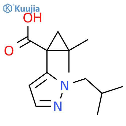 2,2-dimethyl-1-1-(2-methylpropyl)-1H-pyrazol-5-ylcyclopropane-1-carboxylic acid structure