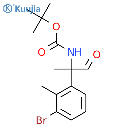 tert-butyl N-[2-(3-bromo-2-methylphenyl)-1-oxopropan-2-yl]carbamate structure
