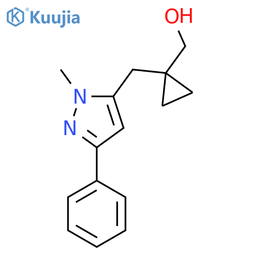 {1-(1-methyl-3-phenyl-1H-pyrazol-5-yl)methylcyclopropyl}methanol structure