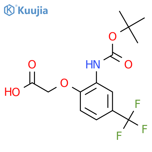2-(2-{(tert-butoxy)carbonylamino}-4-(trifluoromethyl)phenoxy)acetic acid structure
