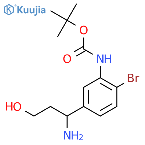 tert-butyl N-5-(1-amino-3-hydroxypropyl)-2-bromophenylcarbamate structure