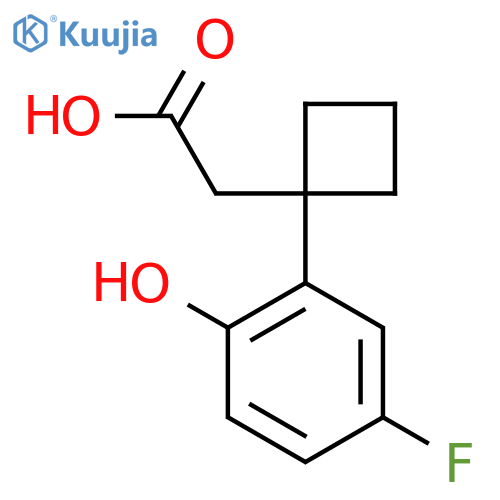 2-1-(5-fluoro-2-hydroxyphenyl)cyclobutylacetic acid structure