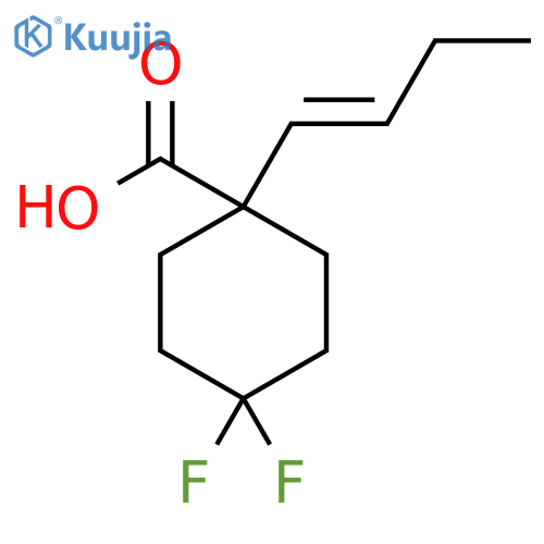 1-(but-1-en-1-yl)-4,4-difluorocyclohexane-1-carboxylic acid structure