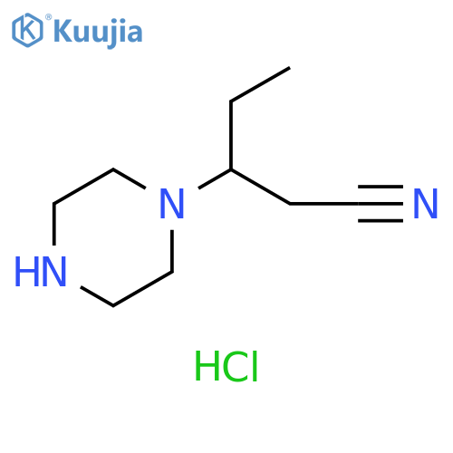 3-(piperazin-1-yl)pentanenitrile dihydrochloride structure