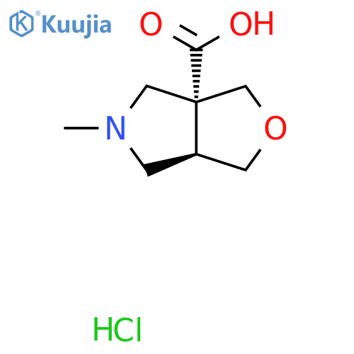 rac-(3aR,6aR)-5-methyl-hexahydro-1H-furo[3,4-c]pyrrole-3a-carboxylic acid hydrochloride structure
