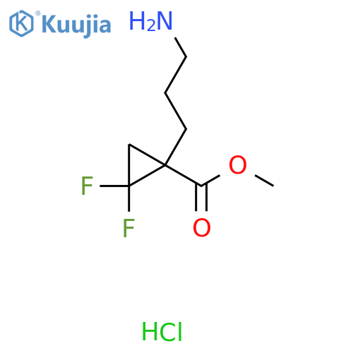 Cyclopropanecarboxylic acid, 1-(3-aminopropyl)-2,2-difluoro-, methyl ester, hydrochloride (1:1) structure