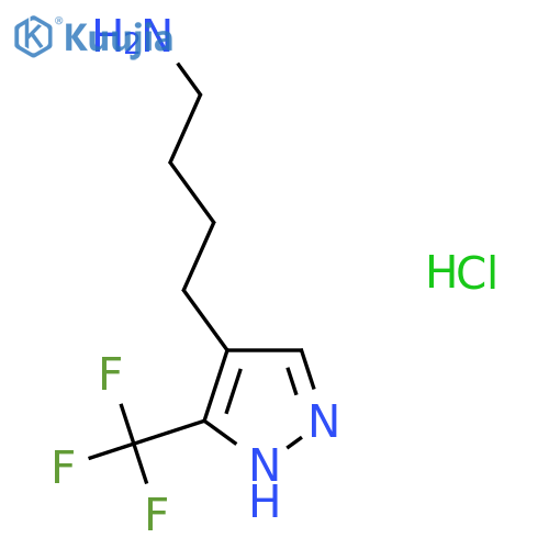 4-[5-(Trifluoromethyl)-1H-pyrazol-4-yl]butan-1-amine;hydrochloride structure