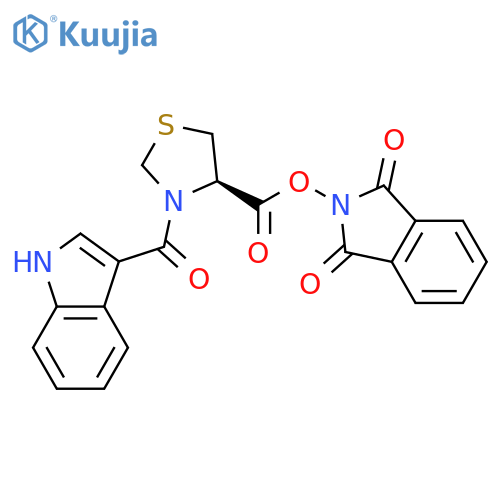 1,3-dioxo-2,3-dihydro-1H-isoindol-2-yl (4R)-3-(1H-indole-3-carbonyl)-1,3-thiazolidine-4-carboxylate structure