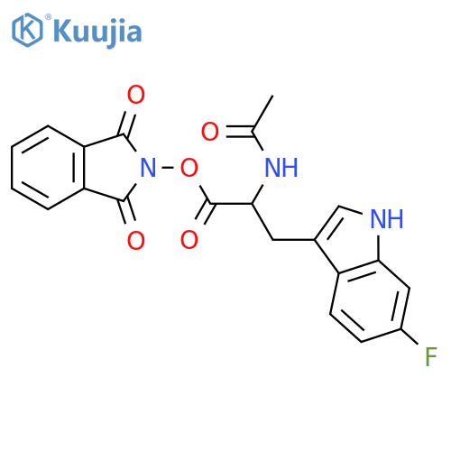 1,3-dioxo-2,3-dihydro-1H-isoindol-2-yl 2-acetamido-3-(6-fluoro-1H-indol-3-yl)propanoate structure