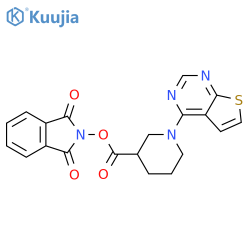 1,3-dioxo-2,3-dihydro-1H-isoindol-2-yl 1-{thieno[2,3-d]pyrimidin-4-yl}piperidine-3-carboxylate structure