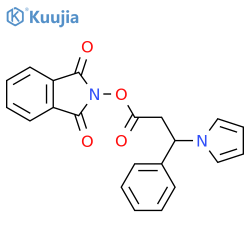1,3-dioxo-2,3-dihydro-1H-isoindol-2-yl 3-phenyl-3-(1H-pyrrol-1-yl)propanoate structure