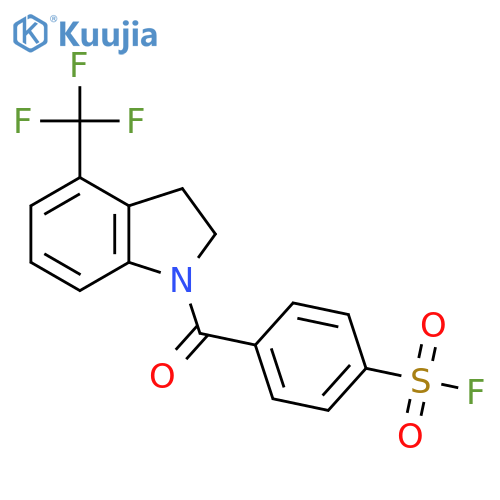 4-[4-(Trifluoromethyl)-2,3-dihydroindole-1-carbonyl]benzenesulfonyl fluoride structure