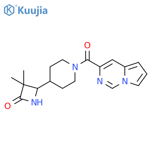 3,3-Dimethyl-4-[1-(pyrrolo[1,2-c]pyrimidin-3-ylcarbonyl)-4-piperidinyl]-2-azetidinone structure