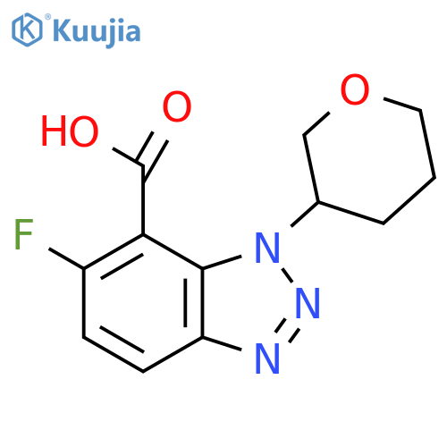 6-fluoro-1-(oxan-3-yl)-1H-1,2,3-benzotriazole-7-carboxylic acid structure