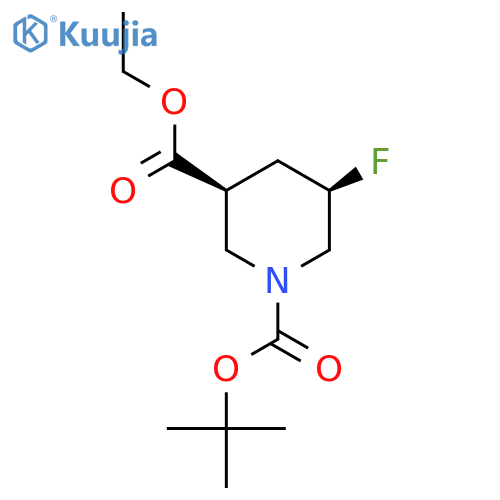 cis-5-Fluoro-piperidine-1,3-dicarboxylic acid 1-tert-butyl ester 3-ethyl ester structure