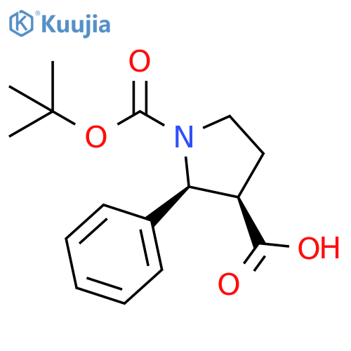 (2S,3R)-1-[(tert-butoxy)carbonyl]-2-phenylpyrrolidine-3-carboxylic acid structure