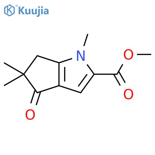 methyl 1,5,5-trimethyl-4-oxo-6H-cyclopenta[b]pyrrole-2-carboxylate structure
