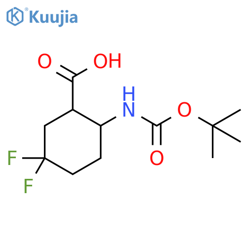 2-(tert-butoxycarbonylamino)-5,5-difluoro-cyclohexanecarboxylic acid structure