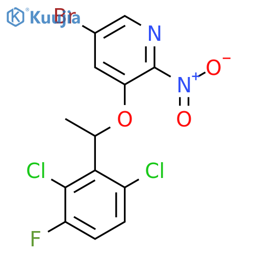 5-Bromo-3-[1-(2,6-dichloro-3-fluoro-phenyl)-ethoxy]-2-nitro-pyridine structure