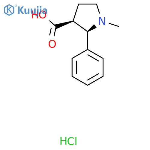 rac-(2R,3S)-1-methyl-2-phenylpyrrolidine-3-carboxylic acid hydrochloride structure