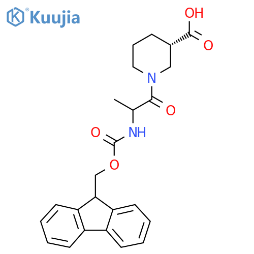 (3S)-1-2-({(9H-fluoren-9-yl)methoxycarbonyl}amino)propanoylpiperidine-3-carboxylic acid structure