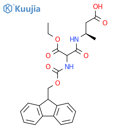 (3R)-3-2-(ethyl carboxy)-2-({(9H-fluoren-9-yl)methoxycarbonyl}amino)acetamidobutanoic acid structure