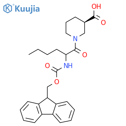 (3R)-1-2-({(9H-fluoren-9-yl)methoxycarbonyl}amino)hexanoylpiperidine-3-carboxylic acid structure