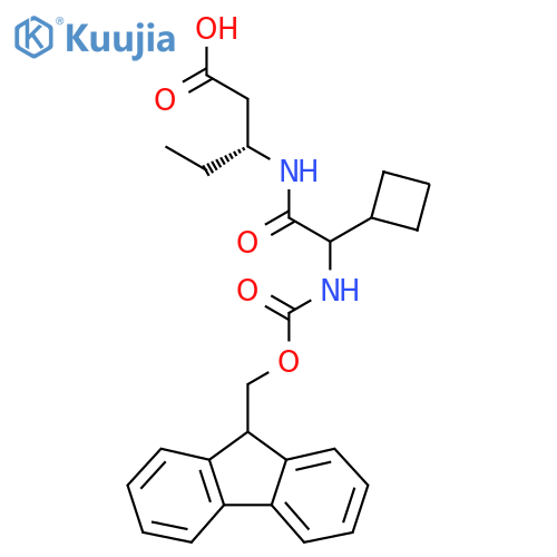 (3R)-3-2-cyclobutyl-2-({(9H-fluoren-9-yl)methoxycarbonyl}amino)acetamidopentanoic acid structure