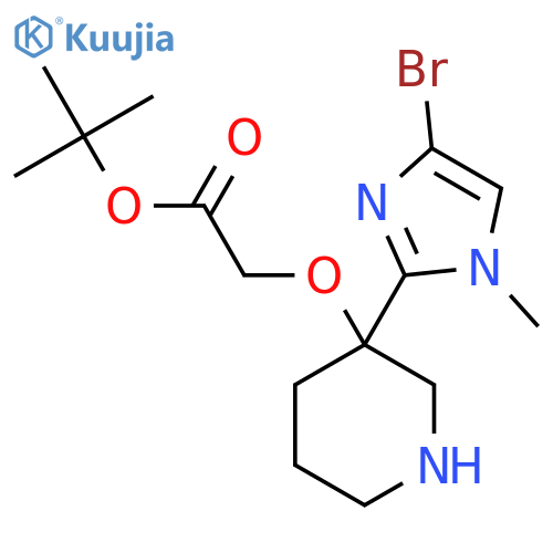 tert-butyl 2-{[3-(4-bromo-1-methyl-1H-imidazol-2-yl)piperidin-3-yl]oxy}acetate structure