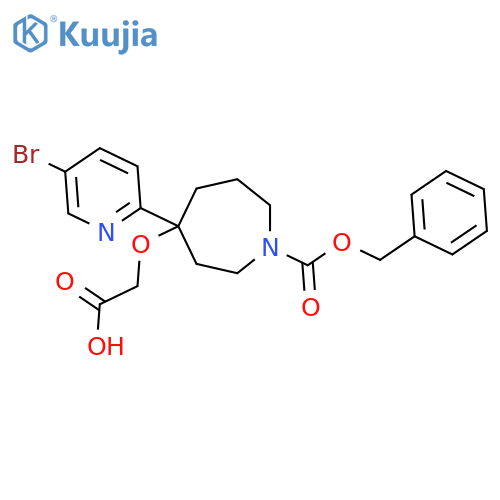 2-({1-[(Benzyloxy)carbonyl]-4-(5-bromopyridin-2-yl)azepan-4-yl}oxy)acetic acid structure