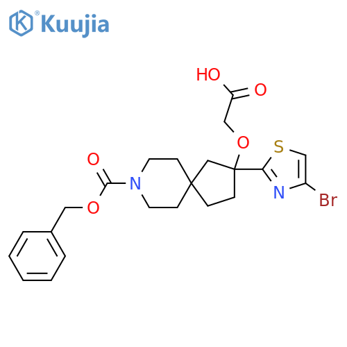 2-({8-[(Benzyloxy)carbonyl]-2-(4-bromo-1,3-thiazol-2-yl)-8-azaspiro[4.5]decan-2-yl}oxy)acetic acid structure