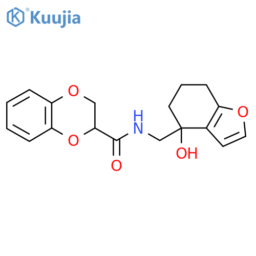 N-(4-hydroxy-4,5,6,7-tetrahydro-1-benzofuran-4-yl)methyl-2,3-dihydro-1,4-benzodioxine-2-carboxamide structure