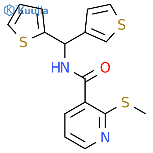 2-(methylsulfanyl)-N-(thiophen-2-yl)(thiophen-3-yl)methylpyridine-3-carboxamide structure