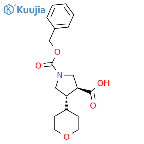 rac-(3R,4R)-1-(benzyloxy)carbonyl-4-(oxan-4-yl)pyrrolidine-3-carboxylic acid structure