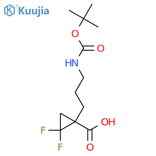 1-(3-{(tert-butoxy)carbonylamino}propyl)-2,2-difluorocyclopropane-1-carboxylic acid structure