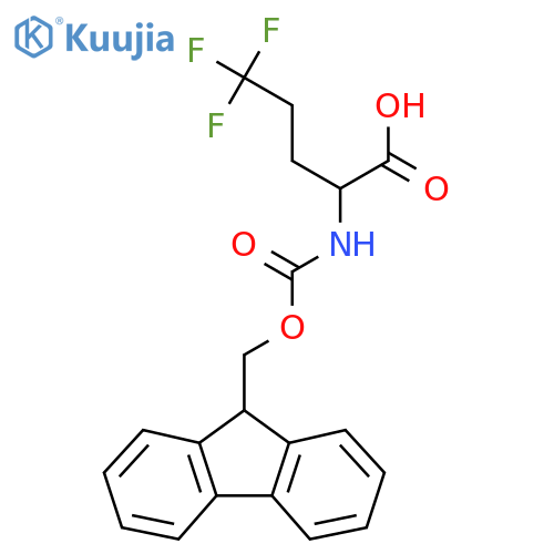 2-((((9H-fluoren-9-yl)methoxy)carbonyl)amino)-5,5,5-trifluoropentanoic acid structure