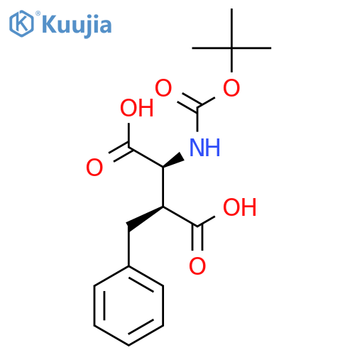 (2S,3S)-2-benzyl-3-{(tert-butoxy)carbonylamino}butanedioic acid structure